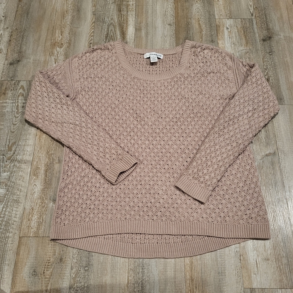 Sag Harbor Crewneck Taupe Knit Lightweight Crewneck Sweater Size Large